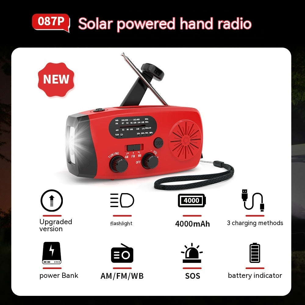 4000mah Solar Emergency Radio | Hand Crank & USB Charging