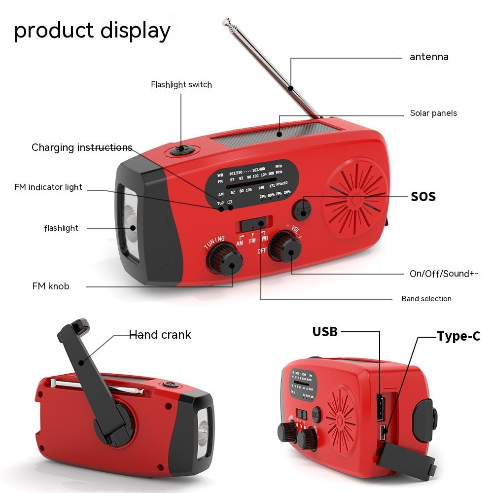 4000mah Solar Emergency Radio | Hand Crank & USB Charging