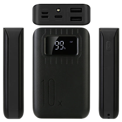 10 000 mAh Dual‑USB Power Bank – LCD Display & Flashlight