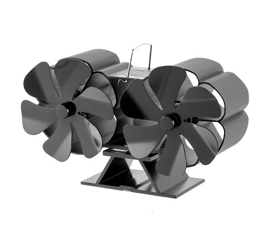 Dual-Blade Thermal Stove Fan – Self-Powered Heat Circulator