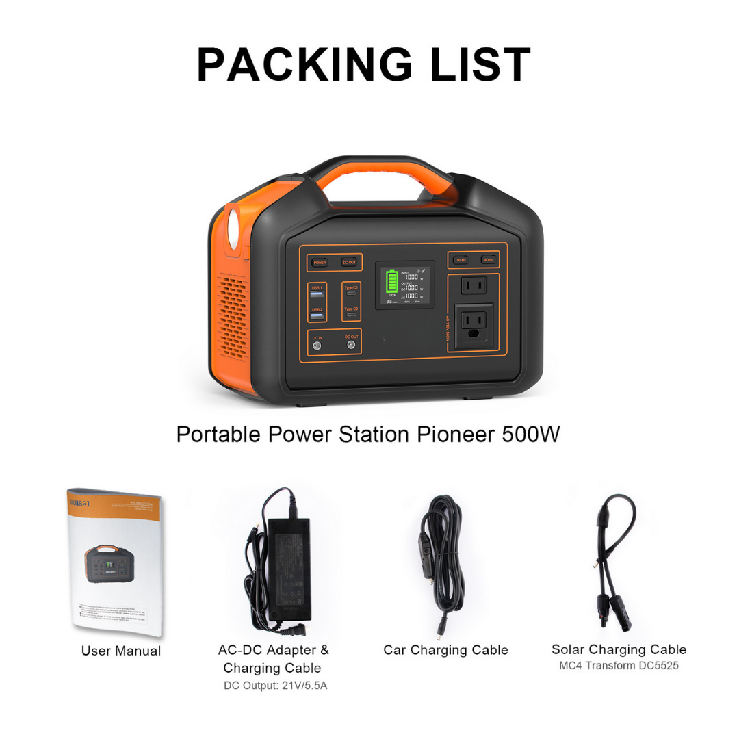 505Wh Emergency Backup Power Station – 500W Power Supply