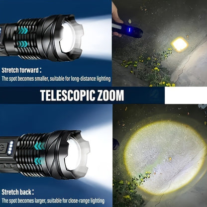 A76 Telescopic Emergency Flashlights (2-Pack) – 7 Modes, COB Sidelight, USB Rechargeable