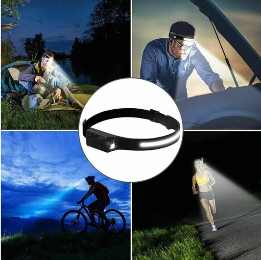 COB LED Sensor Headlamp – 230° Wide Beam Rechargeable Light