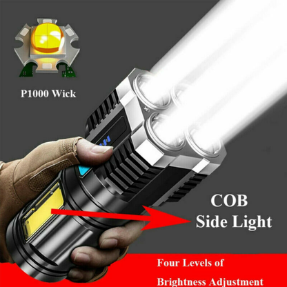 10,000 Lumen USB LED Flashlight – Blackout Tactical Rechargeable Torch