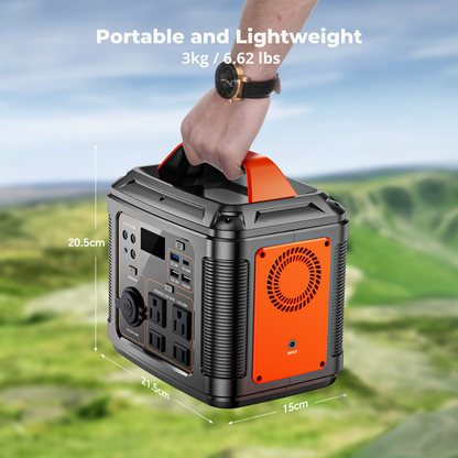 300W-600W Portable Power Station – 296Wh 80000mAh Battery + 60W Solar Panel