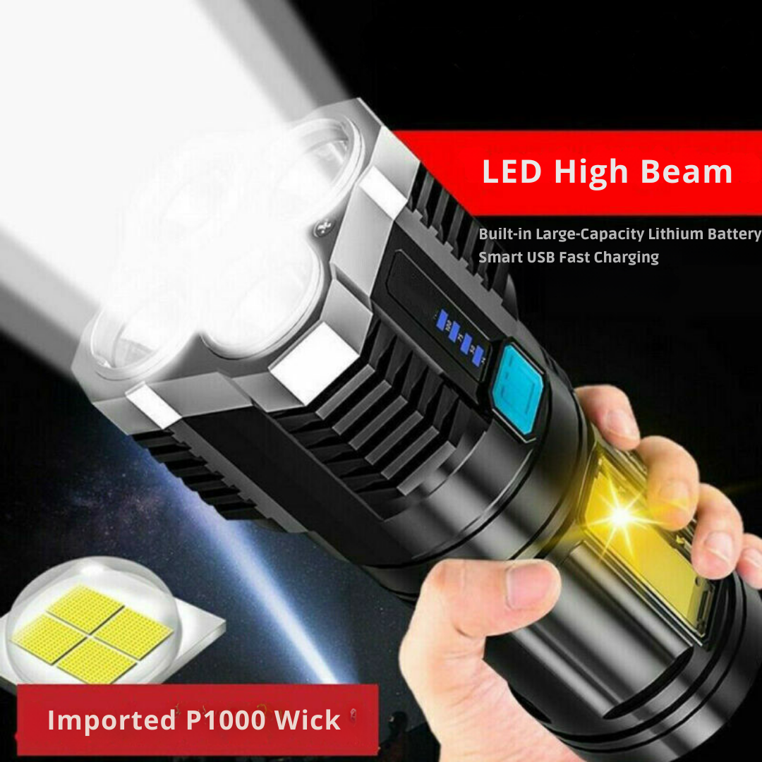 10,000 Lumen USB LED Flashlight – Blackout Tactical Rechargeable Torch