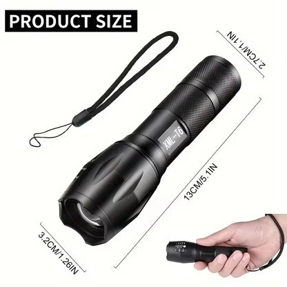 High Power LED Flashlight | 5 Lighting Modes | Zoom Focus | Waterproof | Aluminum Alloy Body