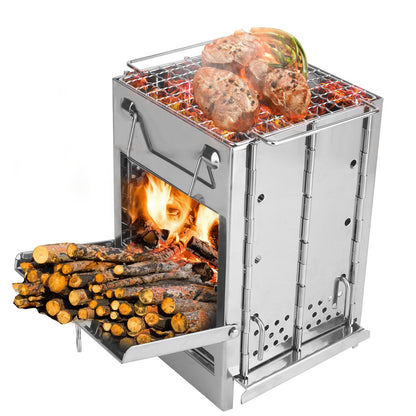 Compact Foldable Solid‑Fuel Stove with Carry Bag & Multi‑Fuel Support