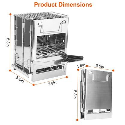 Compact Foldable Solid‑Fuel Stove with Carry Bag & Multi‑Fuel Support