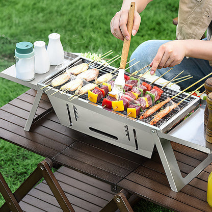 3‑in‑1 Foldable Stainless Steel Charcoal Grill