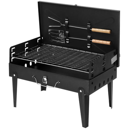 Portable Charcoal Grill with Lid and Adjustable Height