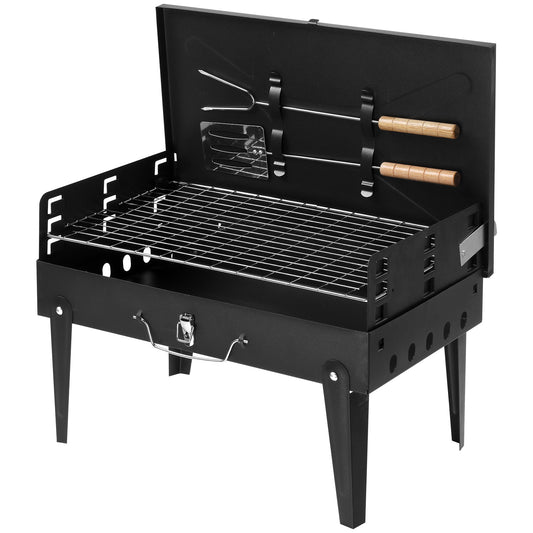Portable Charcoal Grill with Lid and Adjustable Height