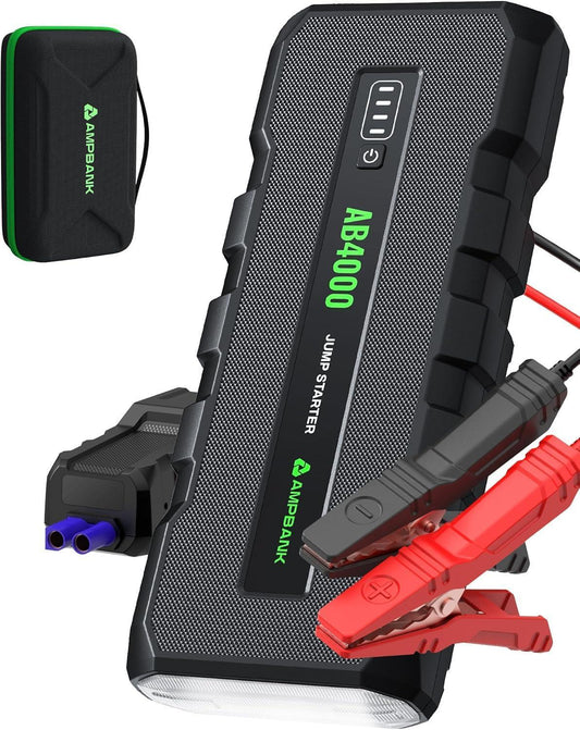 4000A Car Jump Starter with Air Compressor & LED – Fast Charging & EVA Case