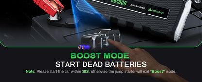 4000A Car Jump Starter with Air Compressor & LED – Fast Charging & EVA Case