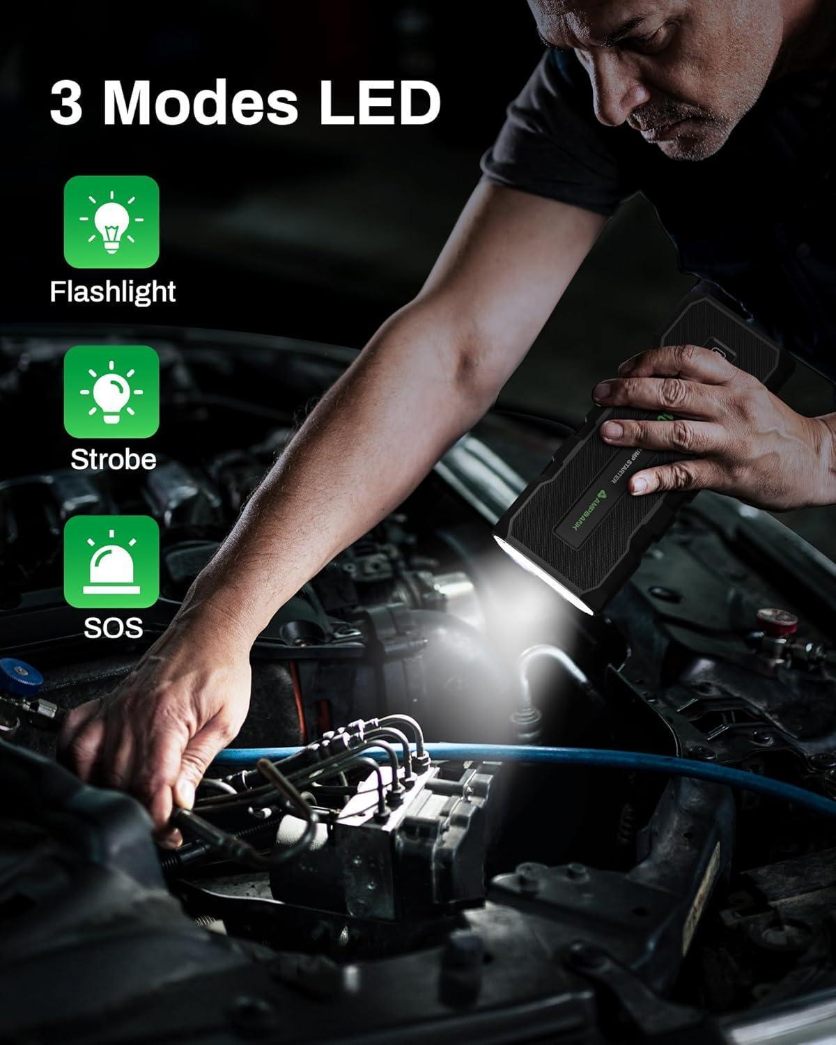 4000A Car Jump Starter with Air Compressor & LED – Fast Charging & EVA Case
