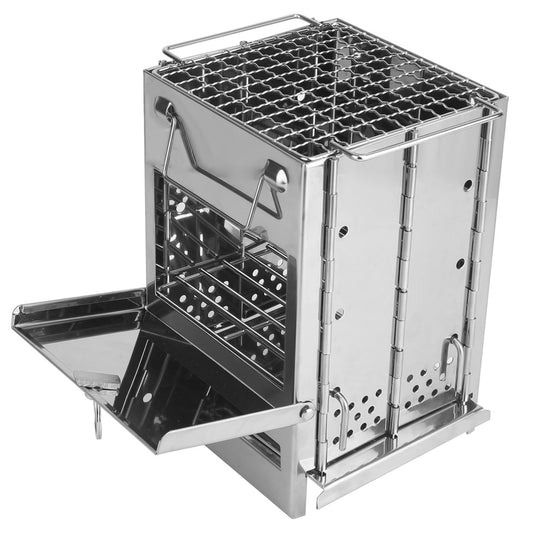Compact Foldable Solid‑Fuel Stove with Carry Bag & Multi‑Fuel Support