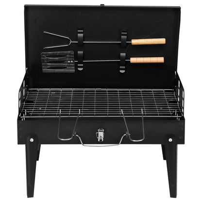 Portable Charcoal Grill with Lid and Adjustable Height