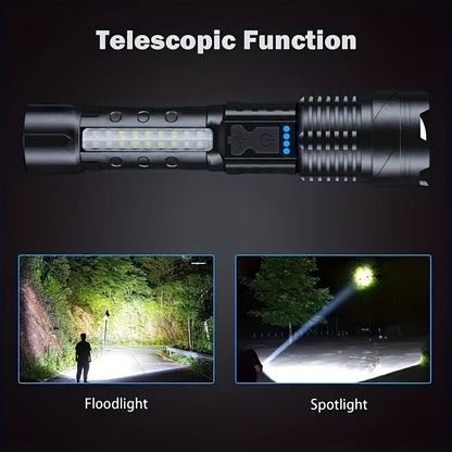 A76 Telescopic Emergency Flashlights (2-Pack) – 7 Modes, COB Sidelight, USB Rechargeable