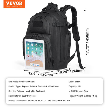 25L Waterproof Tactical Backpack - MOLLE