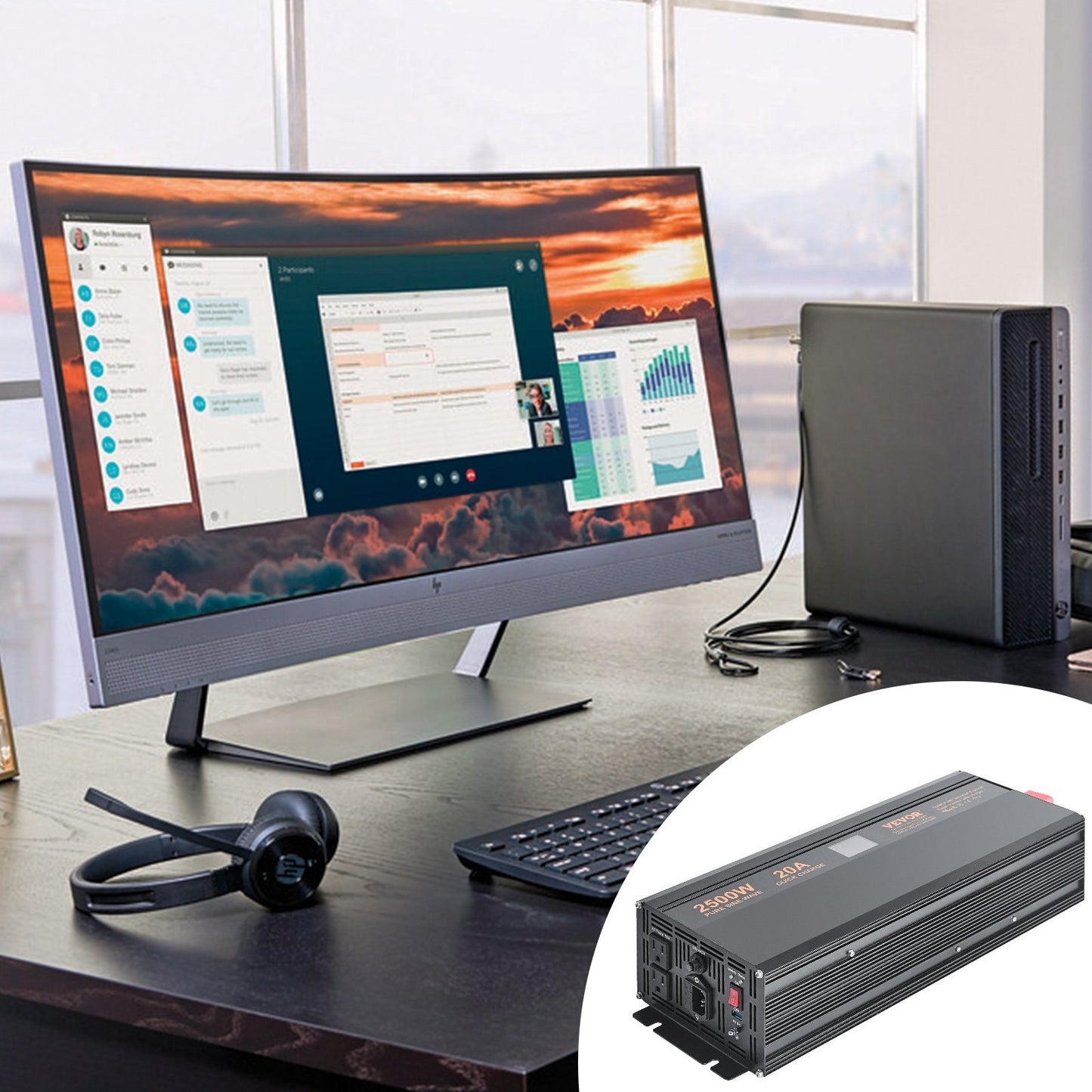 2500W Backup Power Inverter – Battery-Ready, Auto Switch, Pure Sine Wave