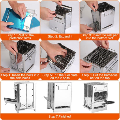 Compact Foldable Solid‑Fuel Stove with Carry Bag & Multi‑Fuel Support