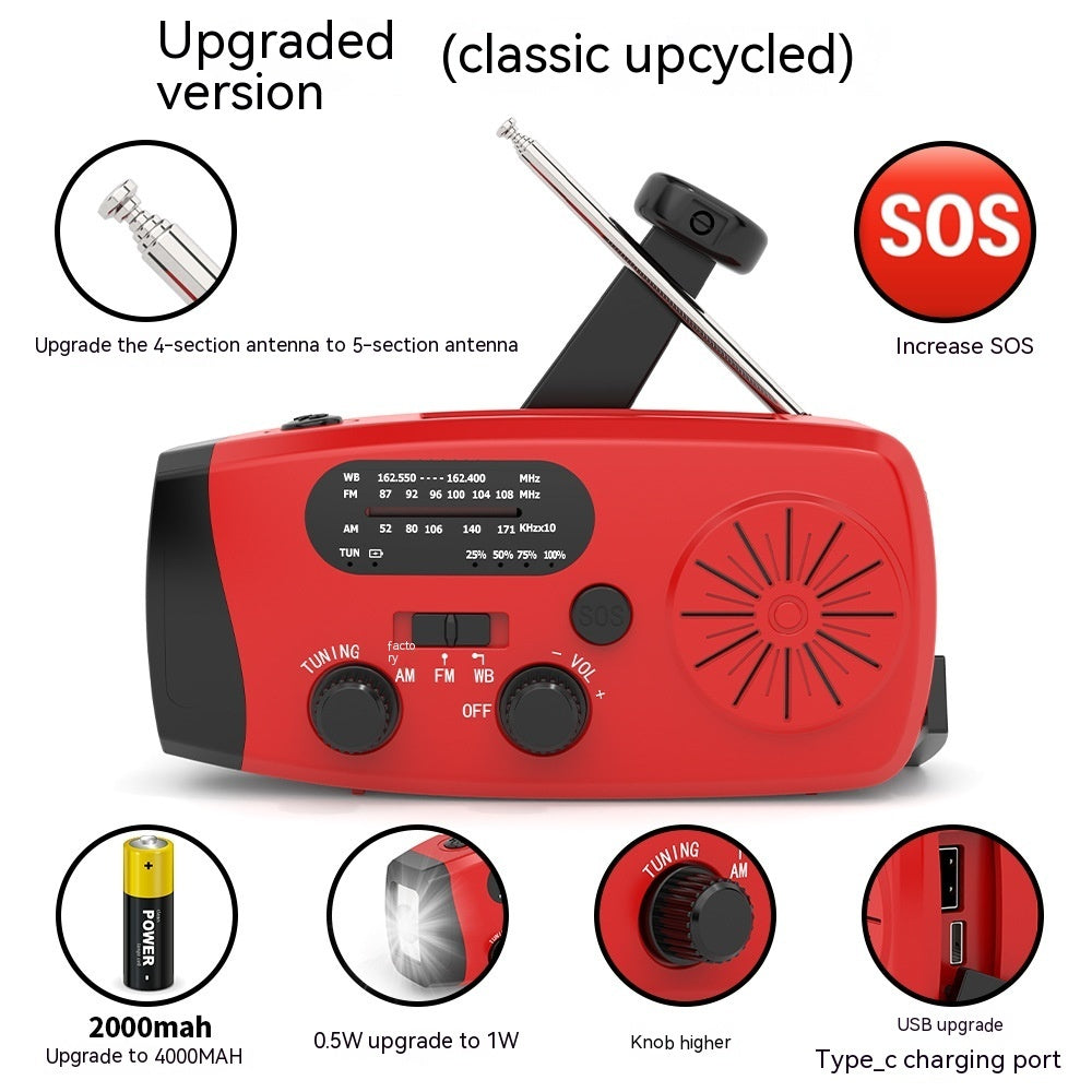 4000mah Solar Emergency Radio | Hand Crank & USB Charging