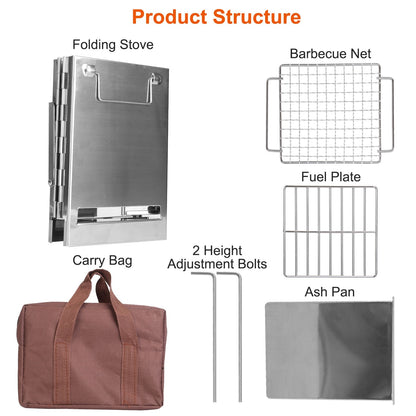 Compact Foldable Solid‑Fuel Stove with Carry Bag & Multi‑Fuel Support