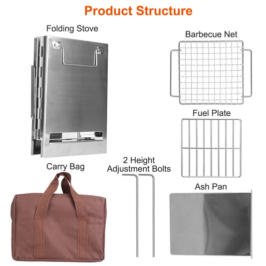 Compact Foldable Solid‑Fuel Stove with Carry Bag & Multi‑Fuel Support