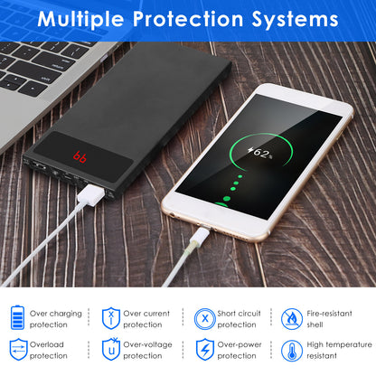 Ultra‑Slim 20 000 mAh Dual‑USB Power Bank – LED Display & Flashlight
