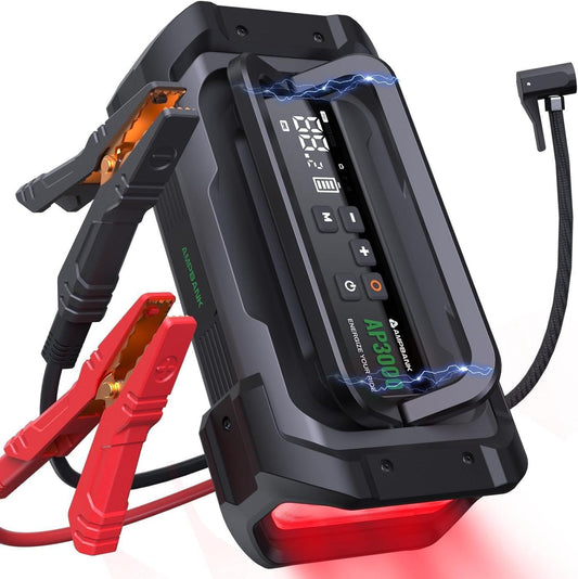 3000A Portable Car Emergency Jump Starter with Inflator, LED & Fast Charging